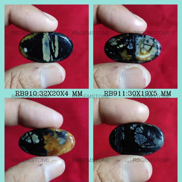 Healing Picasso Jasper Cabochon, Black African Jasper Gemstone, Oval Shape Loose Jasper For Jewelry Making