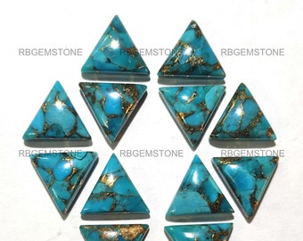 Natural Blue Copper Turquoise Cabochon Loose Gemstone, Blue Triangle Turquoise Cabs, Turquoise Real Stone For Making Jewelry