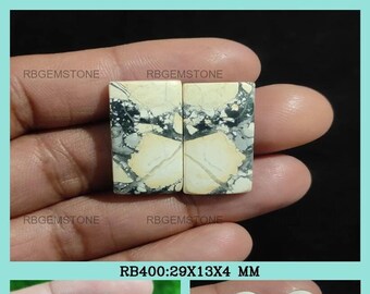 Real White Jasper Loose Cabochon Pair Crystal/ Healing Jasper Cabs Pair / Jasper Fancy Cabochon Pair/ Multicolor Loose Gemstone