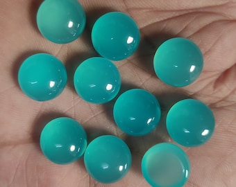 Round Shape Chalcedony, Paraiba Chalcedony, 6mm to 30 mm Calibrated Size Chalcedony, Flat Back, Loose Gemstone 6mm/8mm/10mm/12mm/14mm/18mm