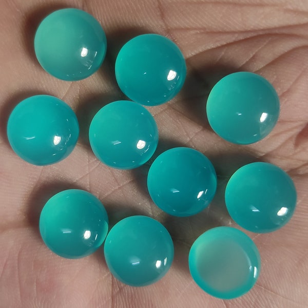 Round Shape Chalcedony, Paraiba Chalcedony, 6mm to 30 mm Calibrated Size Chalcedony, Flat Back, Loose Gemstone 6mm/8mm/10mm/12mm/14mm/18mm