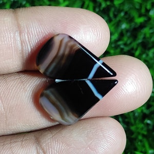 Gebändertes Cabochon-Paar, natürliches Achat-Cabochon-Paar, loser Cabochon, AAA-Qualitäts-Cabochon, Freeform-Cabochon für Ohrringherstellung, Cabochon-Los