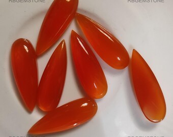 Natural Orange Carnelian Pear Cabs , Long Teardrop Gemstone Cabs for Jewelry Making, Loose Red Orange Carnelian Stone, Wholesale All Sizes