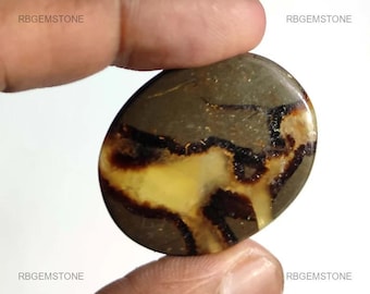 Mexican Yellow Septarian Loose Gemstone Oval Shaped 100% Natural Untreated Cabochon 37x30x5mm 55.00Cts