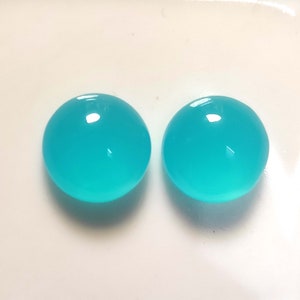 Paraiba Chalcedony Pair of Cabochon 6 to 25 MM Calibrated Size Round Shape Cabochon pair for Earring bezel Setting Flat Back loose Cabochon