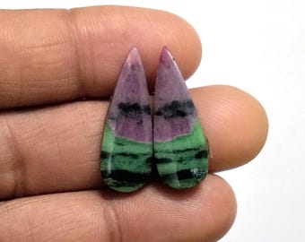 Multicolor Ruby Zoisite Cabochon Pair Natural Ruby zoisite Polished Pink Gemstone| Pear Shape Ruby zoisite Designer Stone For Making Jewelry