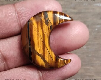 Tiger Eye Moon Loose Gemstone Natural Coffee Brown African Cabochon 31x15x6mm 40.00Cts
