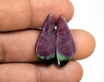 100% Natural Pair Of Cabochon Ruby Zoisite Loose Gemstone Pair Healing Ruby zoisite Pair Multicolor Gemstone Pair For Earrings Making Crafts