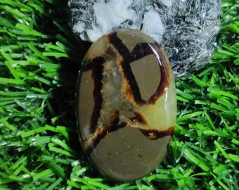 Mexican Yellow Septarian Loose Gemstone Natural Oval Shaped Not Enhanced Cabochon 41x27x6mm 61.00Cts