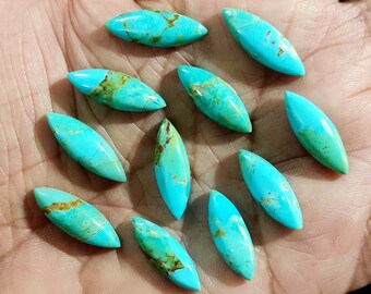 Marquise Shape Blue Mohave Turquoise Cabochon Stone for Jewelry, Blue Turquoise Polished Loose Smooth Calibrated Gemstone Cabochon Gemston