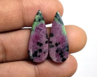 Natural Ruby Zoisite Matched Pair: Polished Gemstone for Earrings