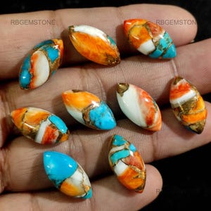 AAA Spiny Oyster Copper Turquoise Cabochon Gemstone/ Multicolor Arizona Turquoise Marquise Stone/ Designer Gemstone For Jewelry Making