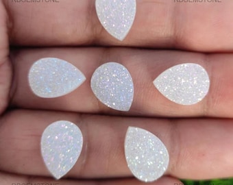 Indian Titanium Agate Druzy Quartz Loose Drusy Gemstone Natural Pear Shape Pearl Shine