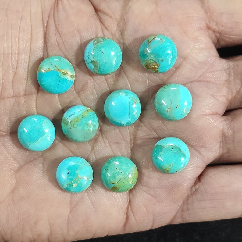 AAA Quality Round Blue Turquoise Gemstone Cabochon Stone Blue Mohave Turquoise Cabochon Gemstone for Jewelry Loose Flat Back Smooth Gemstone image 4