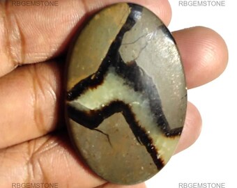 Mexican Yellow Septarian Loose Gemstone 100% Natural Oval Shape Not Enhanced Cabochon 48x33x5mm 68.00Ctw