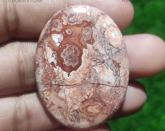 Natural Rosetta Jasper Cabochon, Oval Shape 44x33mm Gemstone for Jewelry Making, Loose African Jasper Stone, Polished Multicolour Cab