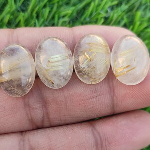 Golden Rutilated, Oval Shape Rutilated 6X4 MM to 16X22 MM Calibrated Size Gemstone, Golden Rutile, Rutilated Quartz Gemstone, Cabochon Stone