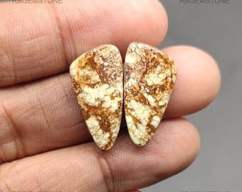 Arizona Lemon Chrysoprase Loose Gemstone Fancy Shaped 100% Natural Light Green Cabochon Pair 23x12x4mm 24.00Ctw
