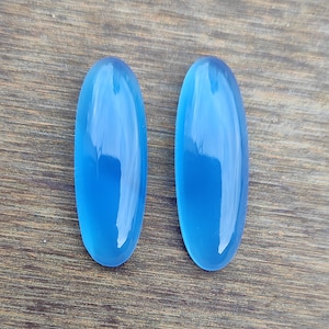 Blue Chalcedony Cabochon pair Long Oval Shape Loose Calibrated Cabochon Gemstone 7X14 MM To 12X36 MM All Size available For making Jewelry