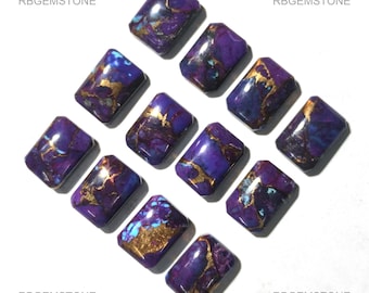 Purple Copper Turquoise Cabochon, Octagon Loose Gemstone, Jewelry Making Stone, Pendant & Earring Supply