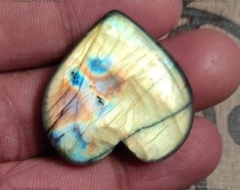 Natural Madagascar Labradorite Cabochon, Heart Shape Loose Gemstone, High Flash Gold Blue Crystal,Healing Stone for Jewelry Making,Wire Wrap
