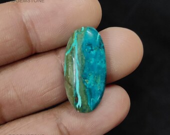 Natural Multicolored Shattuckite Oval Loose Gemstone, 14.70 Ct, 26x13x5mm, Rare Blue Turquoise Copper Mineral Cabochon for Jewelry Making
