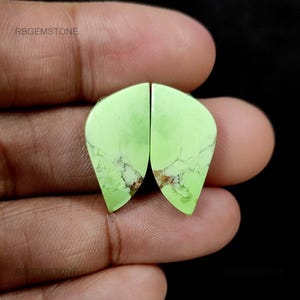 Earring Cabochon Lemon Chrysoprase Loose Gemstone Pair, Multicolor Pear Chrysoprase Pair, Cabochon Chrysoprase Real Stone For Making Jewelry