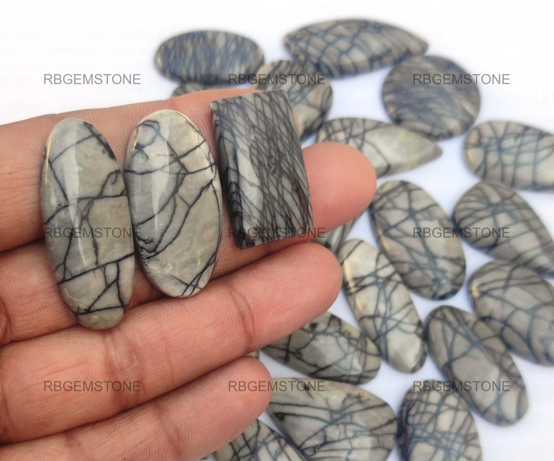 Natural Spider  Jasper Healing Gemstone/ Black Jasper Cabochon