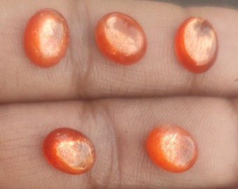Cabochon en pierre de soleil naturelle, forme ovale 8 x 10 mm, cabochon lâche calibré pour la fabrication de bijoux, dos plat, taille de bague, serti clos, cabochons artisanaux