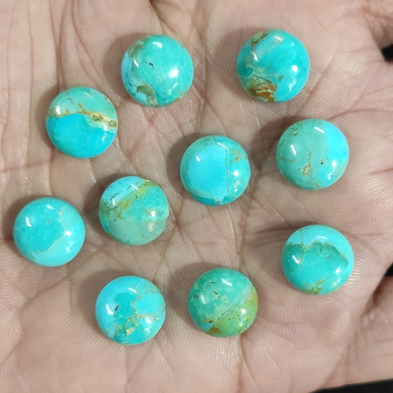 AAA Quality Round Blue Turquoise Gemstone Cabochon Stone Blue Mohave Turquoise Cabochon Gemstone for Jewelry Loose Flat Back Smooth Gemstone image 5