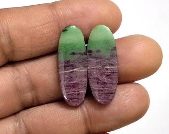 Healing Ruby Zoisite Pair Cabochon Oval Shape Both Side Polished Pink Ruby Zoisite Stone pair - Matching Pairs For Earrings Making