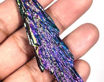 Raw Titanium Aura Kyanite Multicolor Rough Fancy Shaped 100% Natural Loose Gemstone 87x20x9mm 80.30Ct