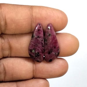 Natural Ruby Zoisite Pair Cabochon Both Side Polished Pink Ruby Zoisite Stone pair - Matching Pairs For Earrings