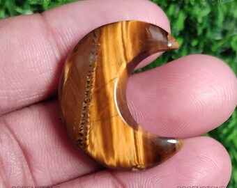 Tiger Eye Coffee Brown Loose Gemstone 100% Natural Moon Shape African Cabochon 30x13x5.5mm 35.00Ct