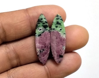 Matching Ruby Zoisite Cabochon Pair Natural Ruby zoisite Polished Pink Gemstone Marquise Shape Ruby Designer Stone For Making Jewelry