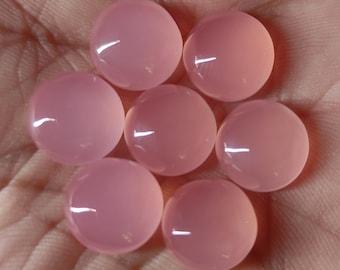 Cabochon de forme ronde, calcédoine en quartz rose, 3 mm à 35 mm toutes les tailles disponibles, pierre précieuse calibrée à dos plat, calcédoine en vrac pour bijoux