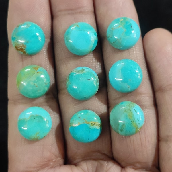AAA Quality Round Blue Turquoise Gemstone Cabochon Stone Blue Mohave Turquoise Cabochon Gemstone for Jewelry Loose Flat Back Smooth Gemstone
