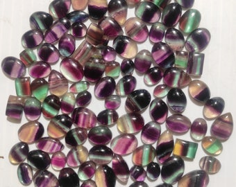 Natural Fluorite, Cabochon Lot, Gemstone Lot, Multi Color Fluorite Gemstone, 9 to 18 MM Mix Shape Cabochon for Jewelry Making, Smooth Cabs