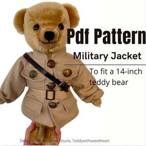 Pdf sewing pattern (no instructions)  of Military Jacket best to fit 14 inch teddy bear