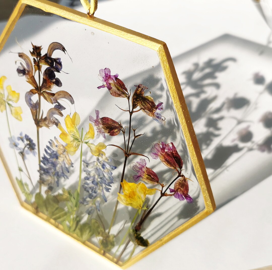 Resin Flower Art Resin Flower Wall Art Window Hanging Frame Etsy