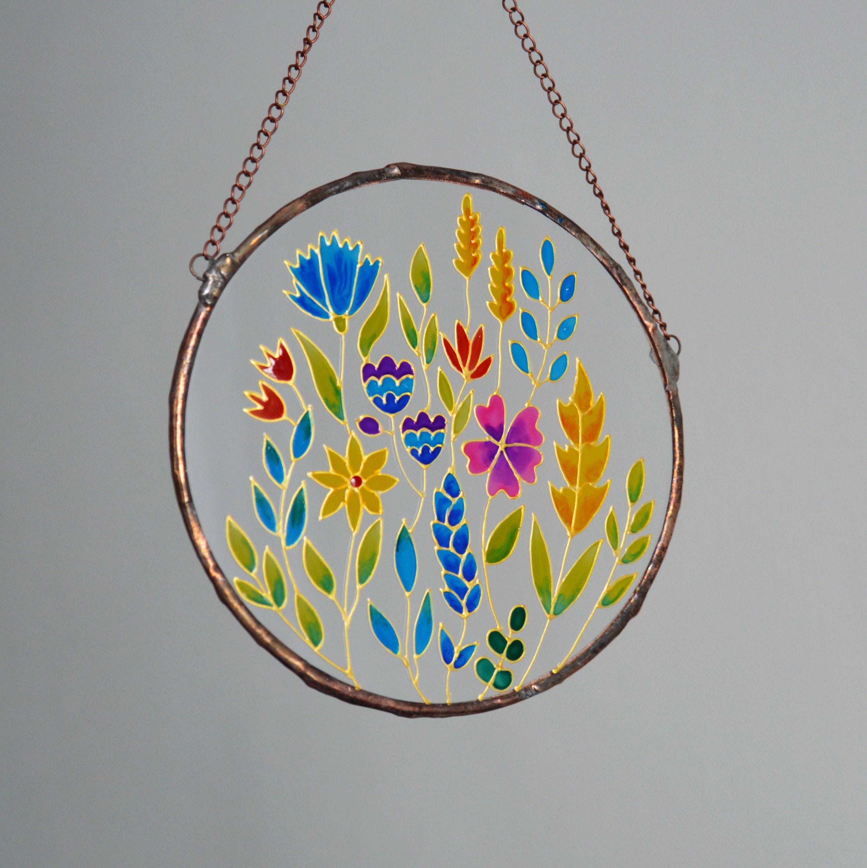 Pink Flower Stained Glass Window Suncatcher
