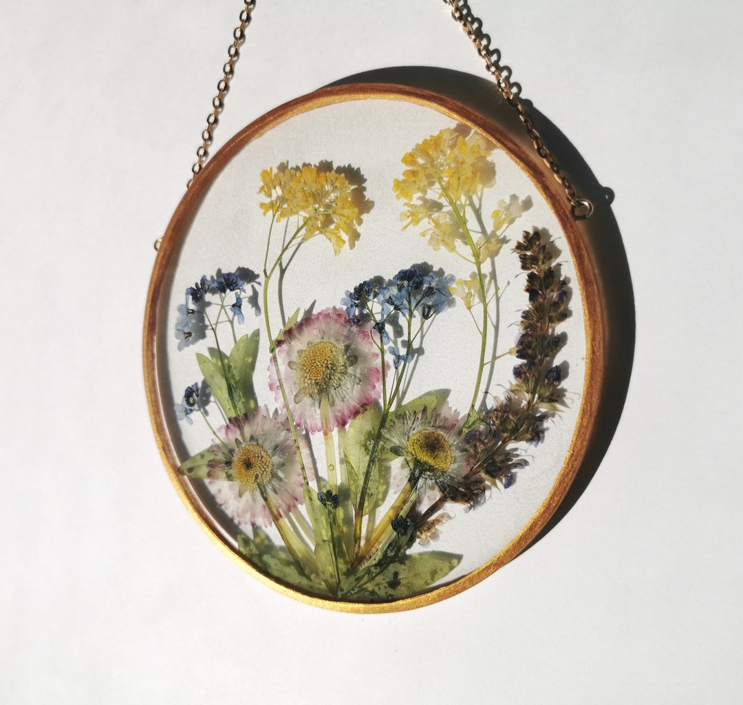 Resin Flower Art Resin Flower Wall Art Window Hanging Frame Etsy