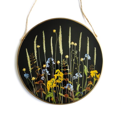 Pressed Flowers in Resin Art Floral Wall Decor Botanical Wall Etsy