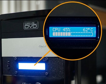 5.25 inch cd drive bay conversion kit to LCD 1602 screen display pc temperature and load for cpu and gpu graphic card