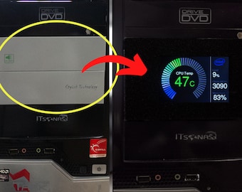 Kit di conversione da 5,25" per alloggiamento unità anteriore in monitor LCD, CPU, GPU, temperatura, carico, fps, case stampato in 3D e scheda programmata, accessorio per giochi fai da te