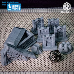 Full Graveyard Set or Single terrain piece playset 28mm scale miniature mini 3d resin print DnD D&D Tabletop Display RPG Dungeon and Dragons