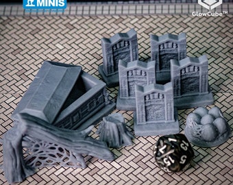 Full Graveyard Set or Single terrain piece playset 28mm scale miniature mini 3d resin print DnD D&D Tabletop Display RPG Dungeon and Dragons