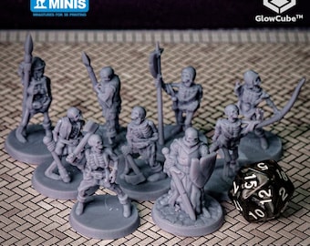 Full Skeleton Army Set or Single figure piece playset 28mm miniature mini 3d resin print DnD D&D Tabletop Display RPG Dungeon and Dragons
