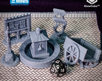 Full Town Set or Single terrain piece playset 28mm scale miniature mini 3d resin print DnD D&D Tabletop Display RPG Dungeon and Dragons