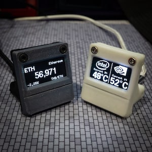 New full enclosure USB programmed mcu 1.3" oled screen & 3D printed case desktop computer custom accessory cpu gpu gaming fps bitcoin price